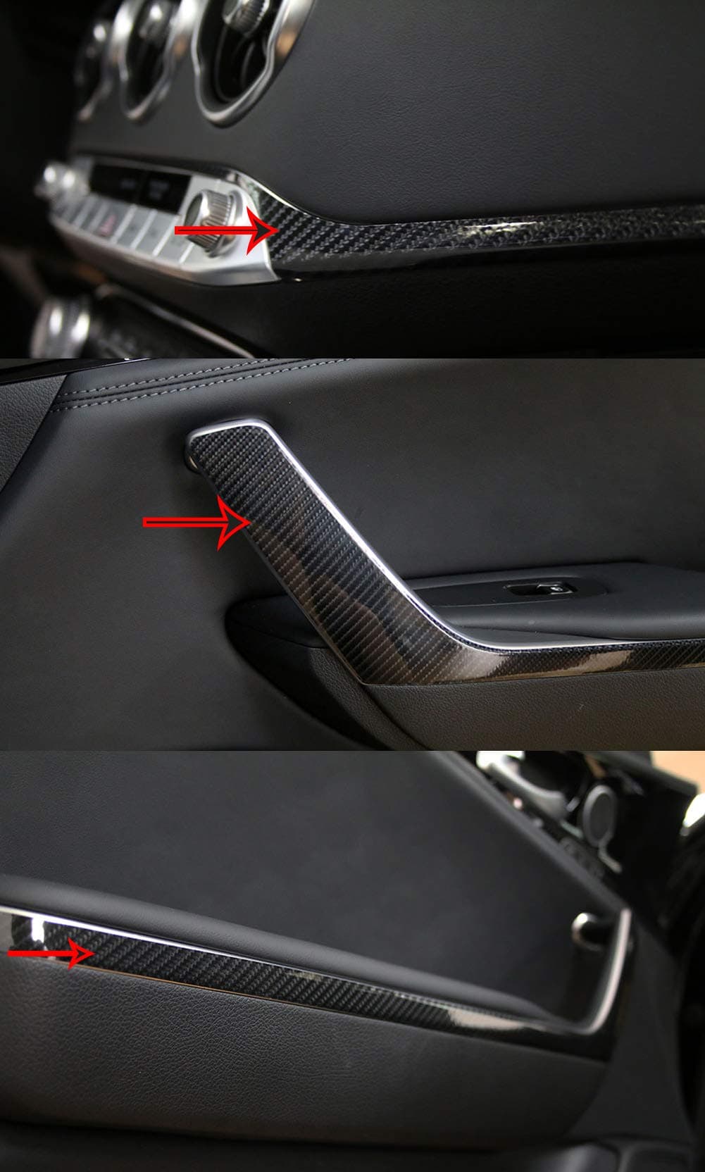 Zenocide Black 3Pcs Dashboard Door Panel Handle Protector Decal Sticker for Kia Stinger 2018