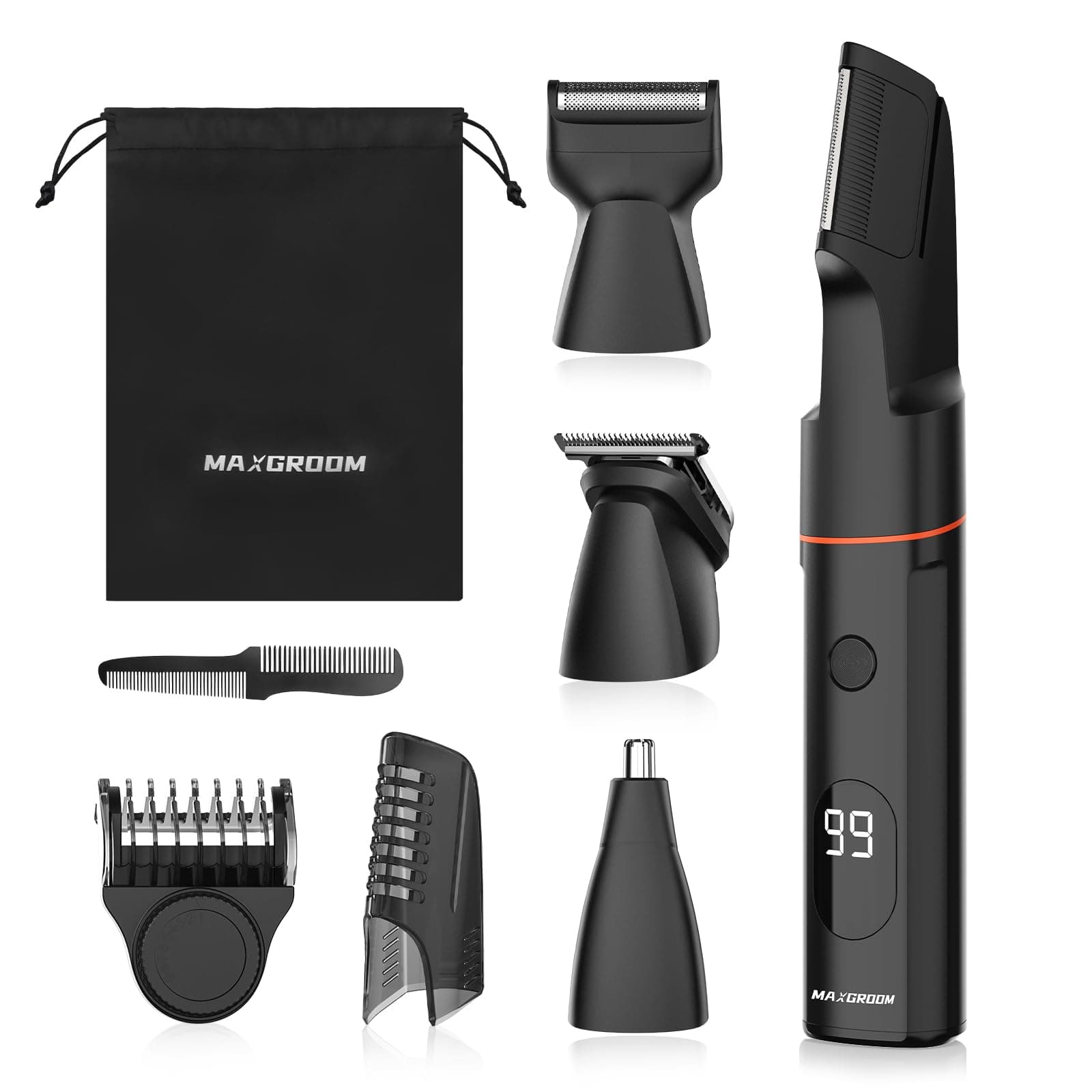4 in 1 Body Hair Trimmer for Men, Men's Groin & Pubic Hair Trimmer, Waterproof Trimmer Kit for Comfy Whole Body Grooming