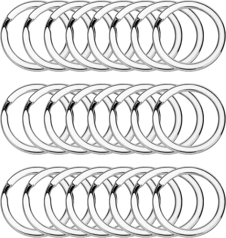 Evaluemart 30 Pcs Round Shape Key Rings 25 MM Dia, Flat Key Chain Rings Metal Split Ring for organizing Keys(Pack of 30)