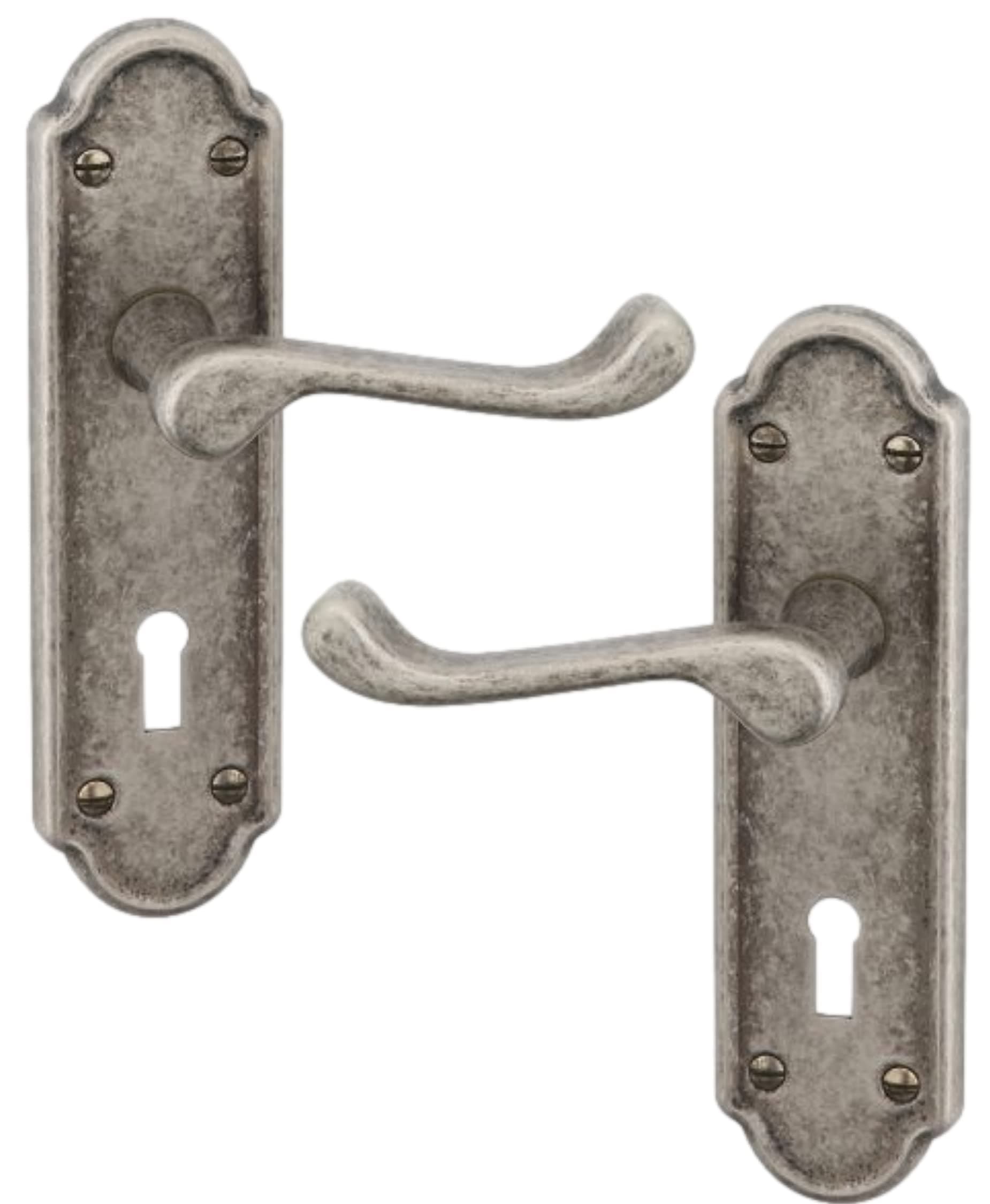 URFIC100-455-AT LK Ashworth Antique Pewter Lever Lock Door Handle Set