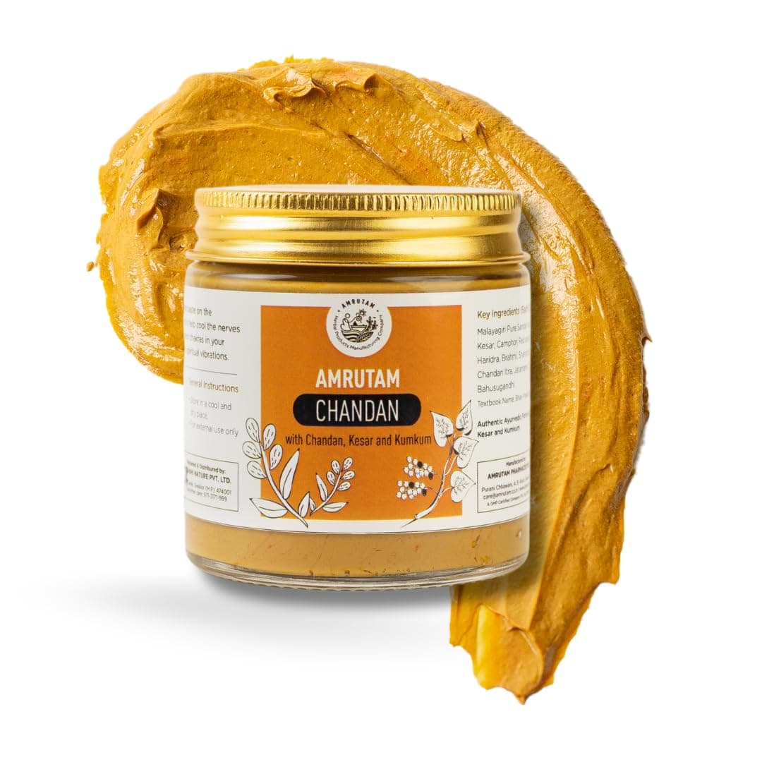 100% Herbal Pure Original Chandan, Sandalwood, Idol Pooja, Tilak, Hawan, Yoga & Meditation, Long Lasting Fragrance, Cooling, Chandan Paste/Tilak, Kesar, Kapoor & Jatamansi (110 GMS)