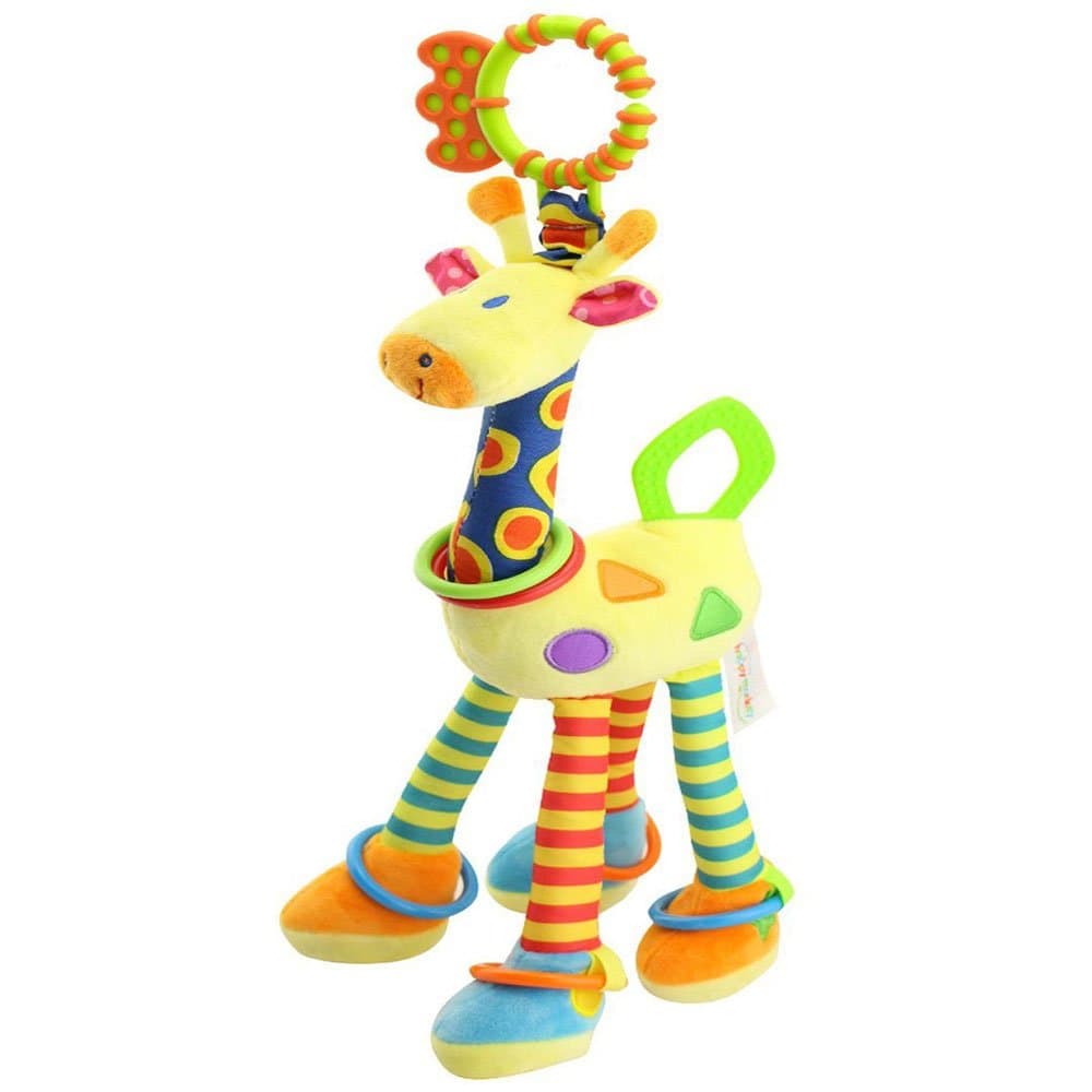 Kids Handbells Rattles Toy Baby Soft Plush Toys Developmental Infant Birthday Present … (Yellow)