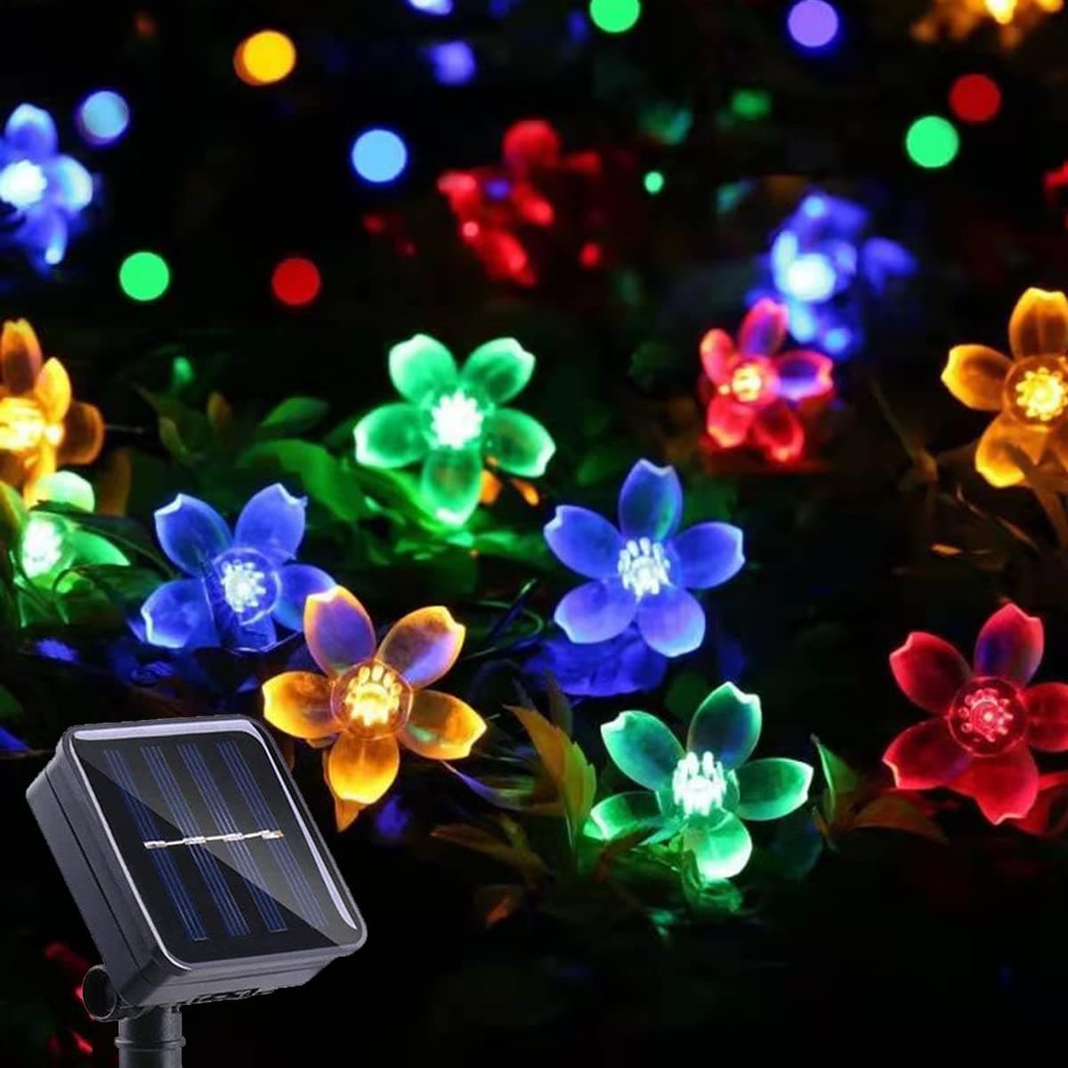 ITICdecor Solar Flower String Lights Outdoor Waterproof 50 LED Solar Powered Fairy Lights for Garden, Fence, Patio, Yard, Christmas Tree & Party Decor (Multi-Color)