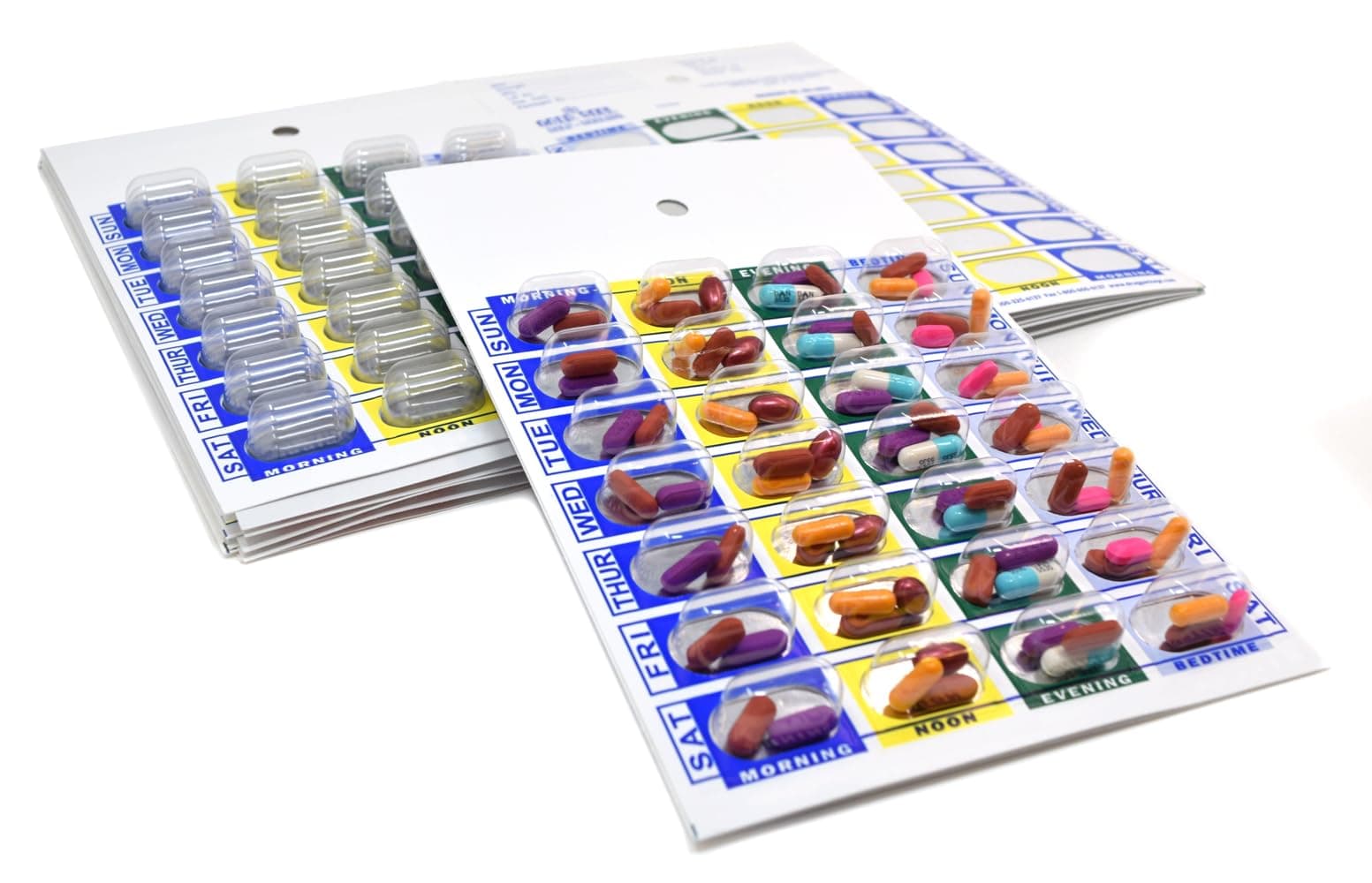 Medi-Aid 4 Times a Day Weekly Cold Seal Medication Blister Pack System Cards - One Piece Unit Dose Book Fold, Easy No Extra Equipment Needed, Just Fill and Seal, 24 Compartments, 6 Pack