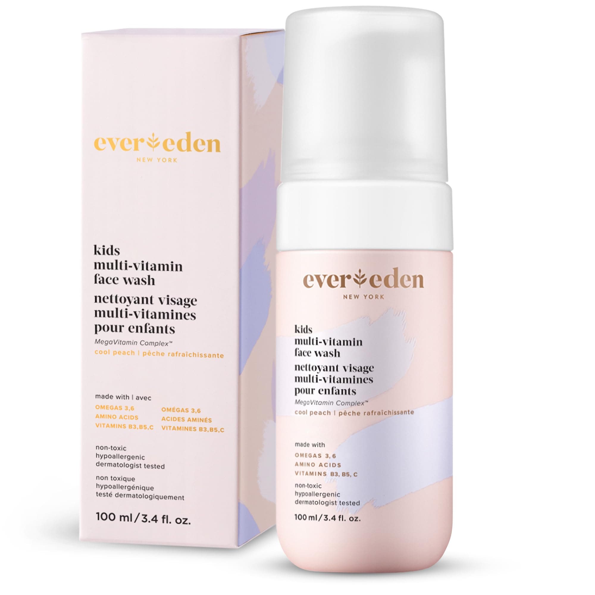 Evereden Kids Face Wash: Cool Peach, 3.4 fl oz. | Gentle Skin Care | Non-toxic and Clean Ingredients | Skin Care for Kids