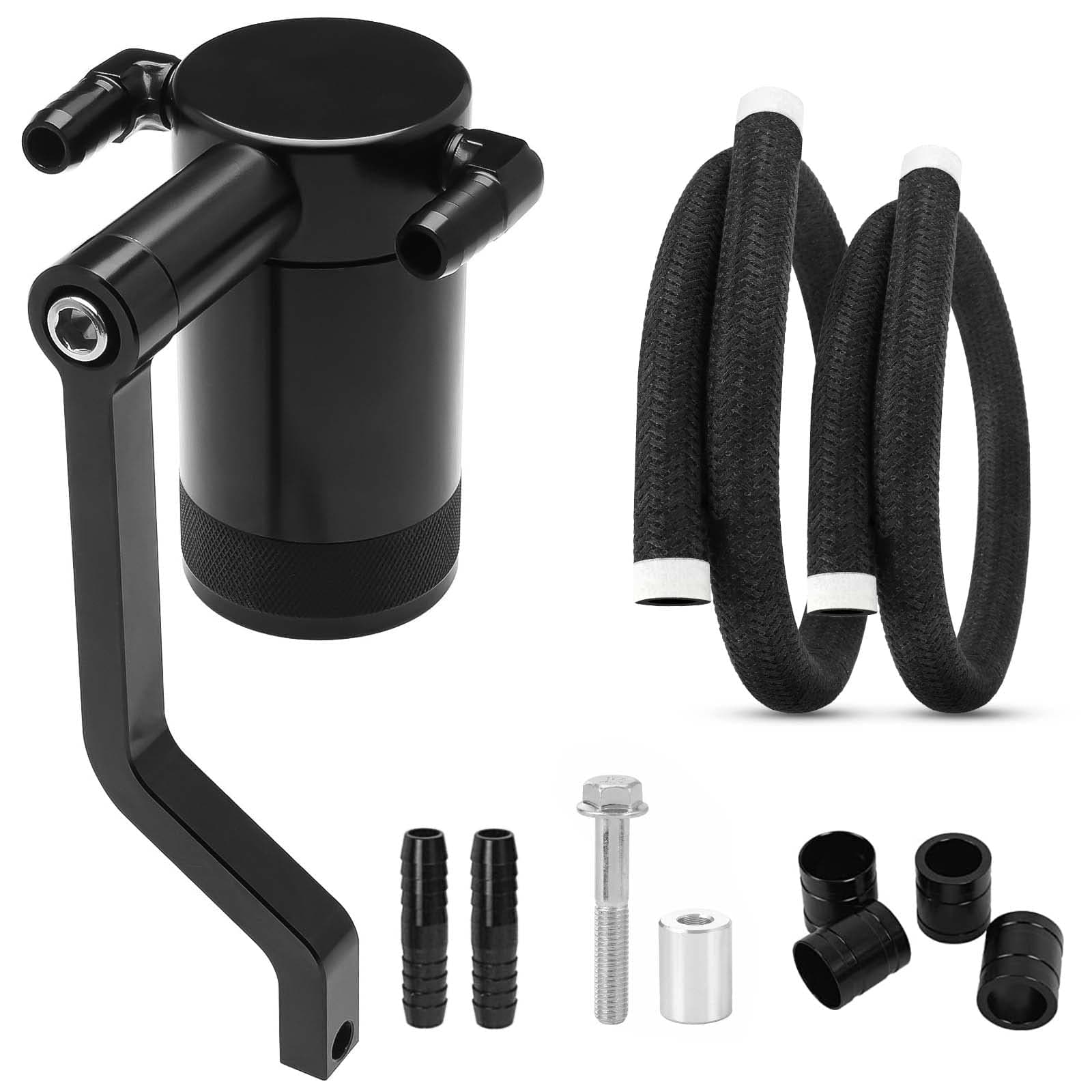 6.4L Billet Oil Catch Can Kit W/New 5.7 HEMI Z-Bracket Technology Compatible with 2011-2021 Dodge Charger Challenger Chrysler 300 Air Oil Separator,Black