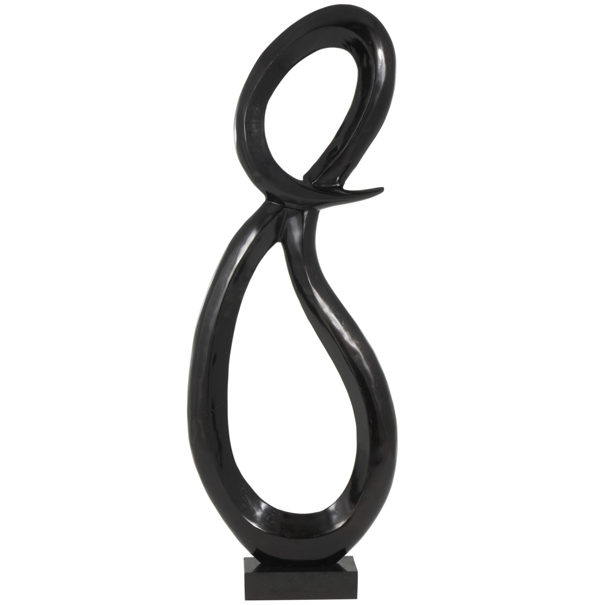 Deco 79 Aluminum Metal Abstract Decorative Sculpture Tall Looped Floor Home Decor Statue with Marble Base, Accent Figurine 22" x 5" x 62", Black