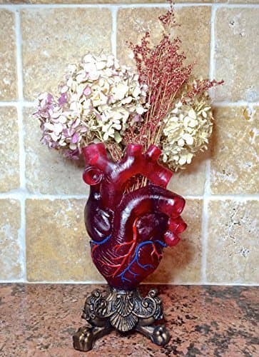 Anatomical Heart Vase, Transparent Red with Veins
