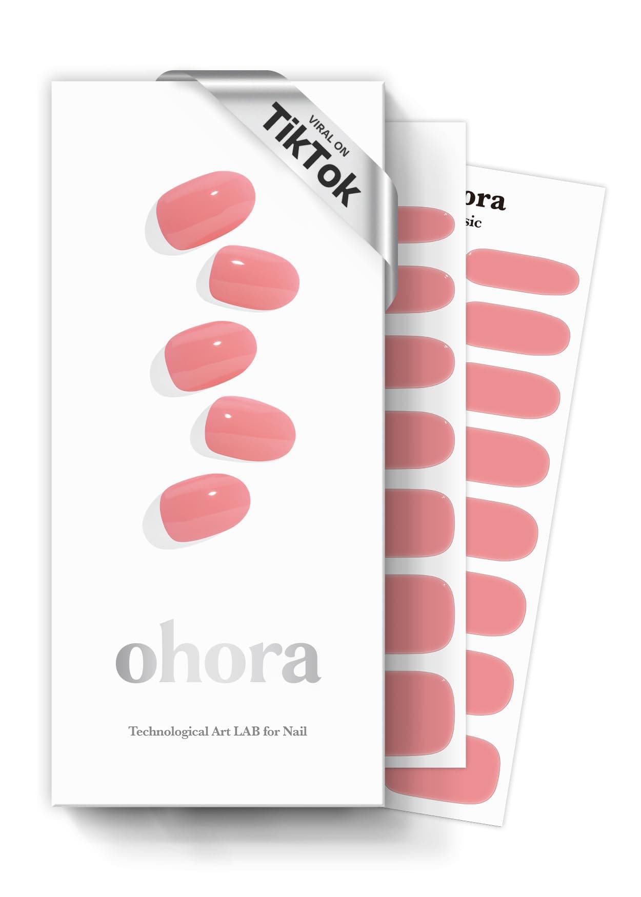 ohora Semi Cured Gel Nail Strips (N Cream Glow) - Pink, Solid, Works with Any UV/LED Lamps, Salon-Quality, Long Lasting, Easy to Apply & Remove - Includes 2 Prep Pads, Nail File & Wooden Stick