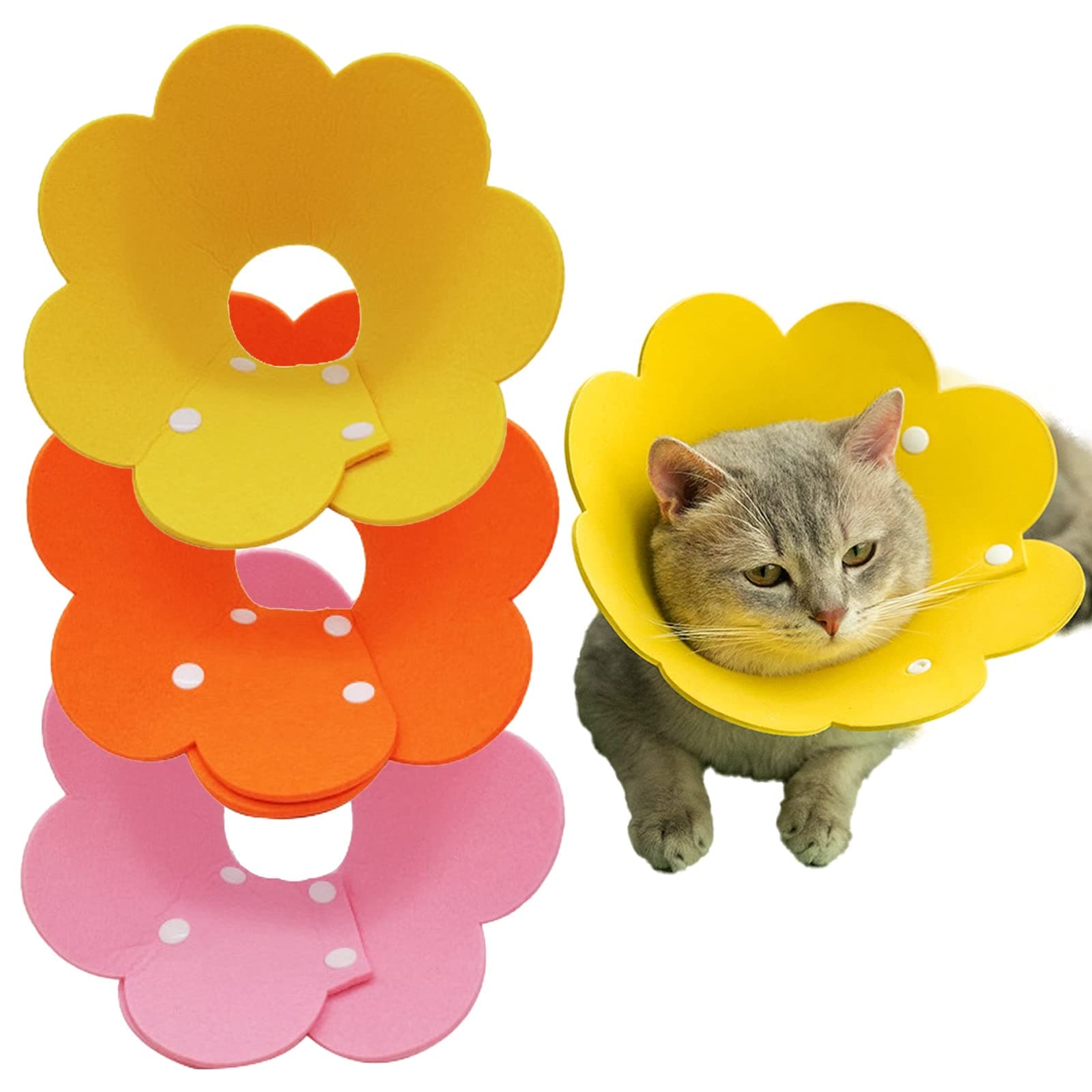 DKDDSSS 3PCS Cat Cone, Adjustable Cat Recovery Collar, Lightweight Elizabethan Collar, Soft Dog Cat Protective After Surgery Pet Protective Collar, Anti-Bite/Lick for Small Dogs and Cats (3 color)