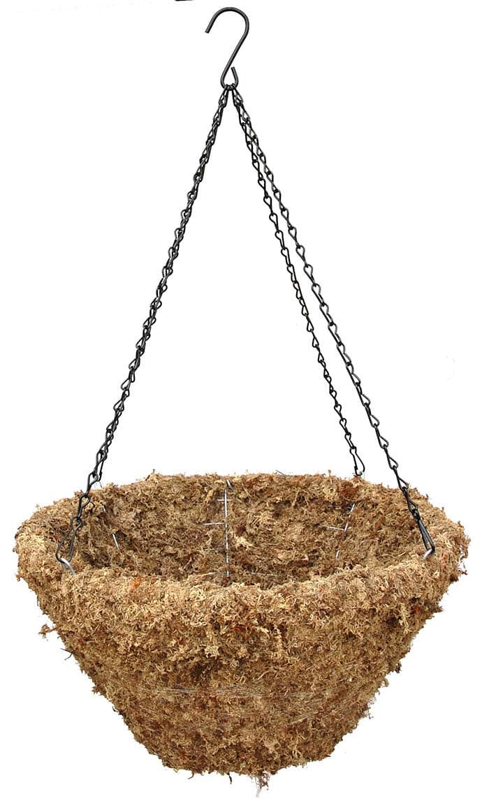 16" (Inside Diameter) Sphagnum Moss Hanging Basket with Chain Hanger - The Original