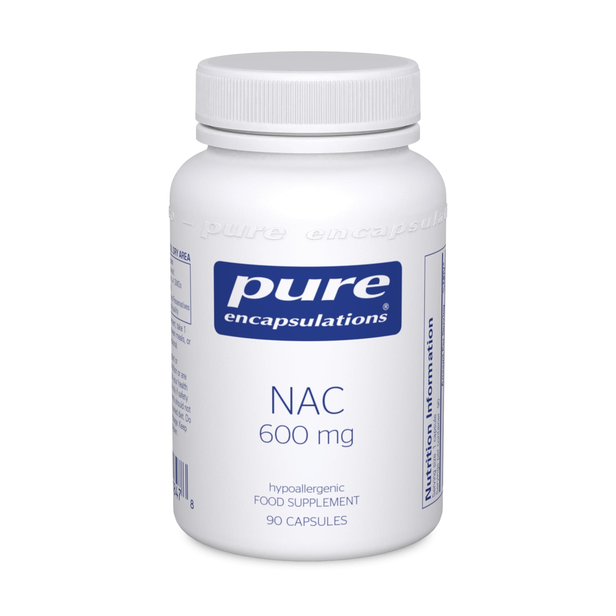 Pure Encapsulations NAC 600mg - Pure N-Acetyl-L-Cysteine for Glutathione Synthesis Support - 90 Capsules