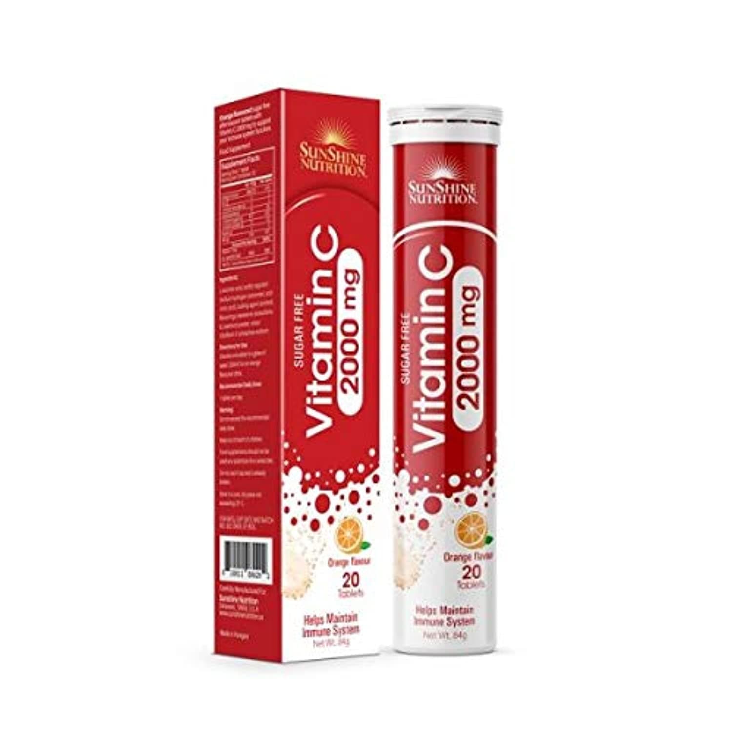 Sunshine Nutrition Vitamin C 2000mg Orange Flavor Sugar Free Effervescent Tablet 20's