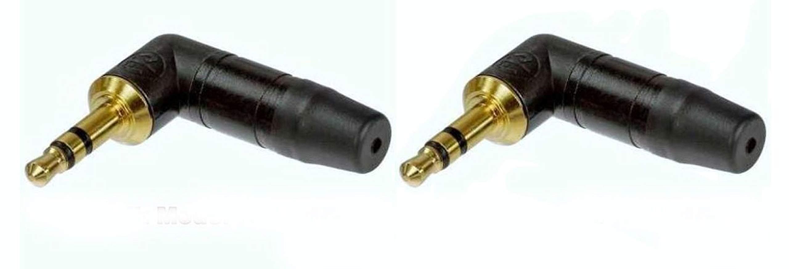 2 Neutrik NTP3RC-B 3.5mm 1/8" Stereo Right Angle Mini Headphone Plug Gold/Black