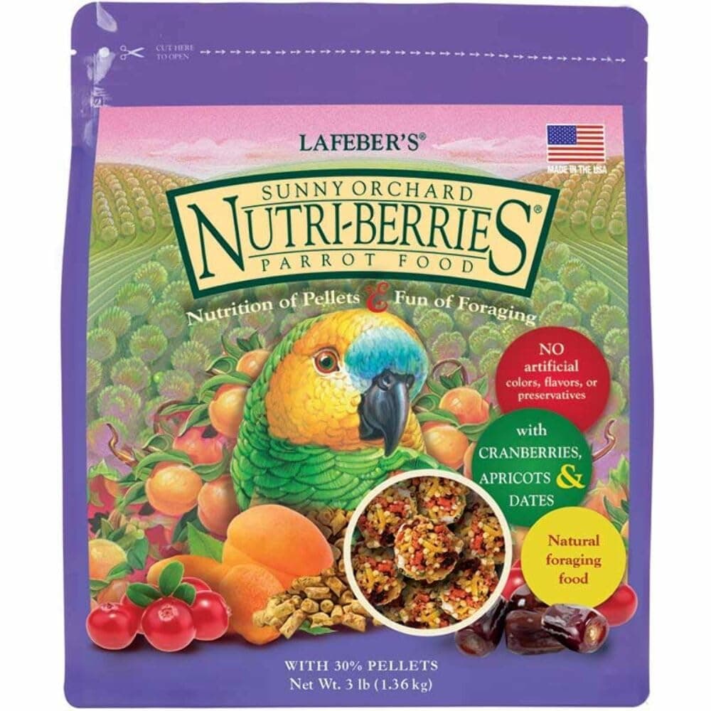 Sunny Orchard Nutri-Berries Pet Bird Food, Made with Non-GMO and Human-Grade Ingredients, for Parrots, 3 lb