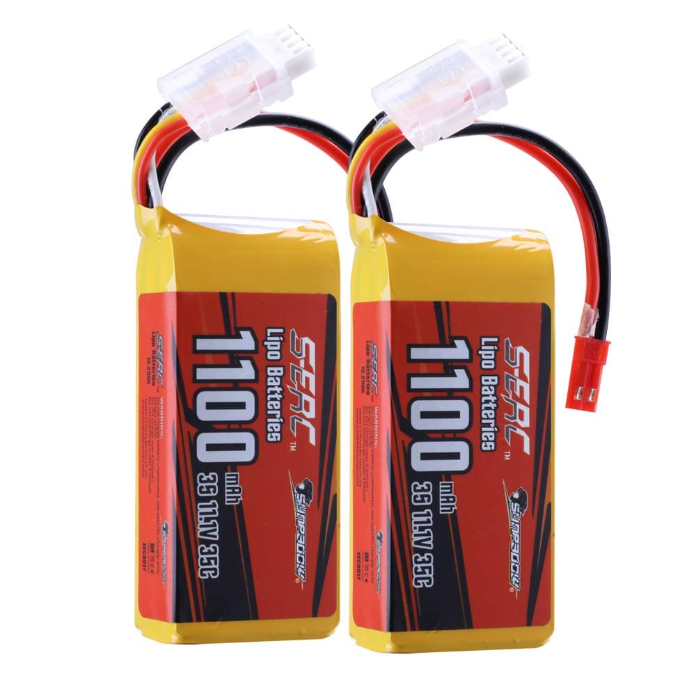 sunpadow 11.1v 3s Rc Lipo Battery 35c 1100mah with Jst Plug - Pack of 2