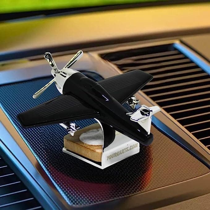 YOURKARTS.COM Solar Powered Car Perfume Airplane Car Perfume with Rotating Propeller | Dashboard Air Freshener | Long-Lasting Aromatherapy Diffuser |Aircraft Design |