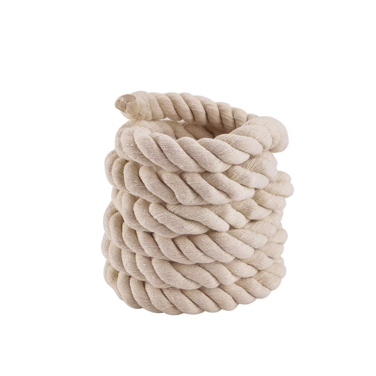 10ft Natural Twisted Cotton Rope for Sports, Crafts, Indoor Outdoor Use Tug of War Rope