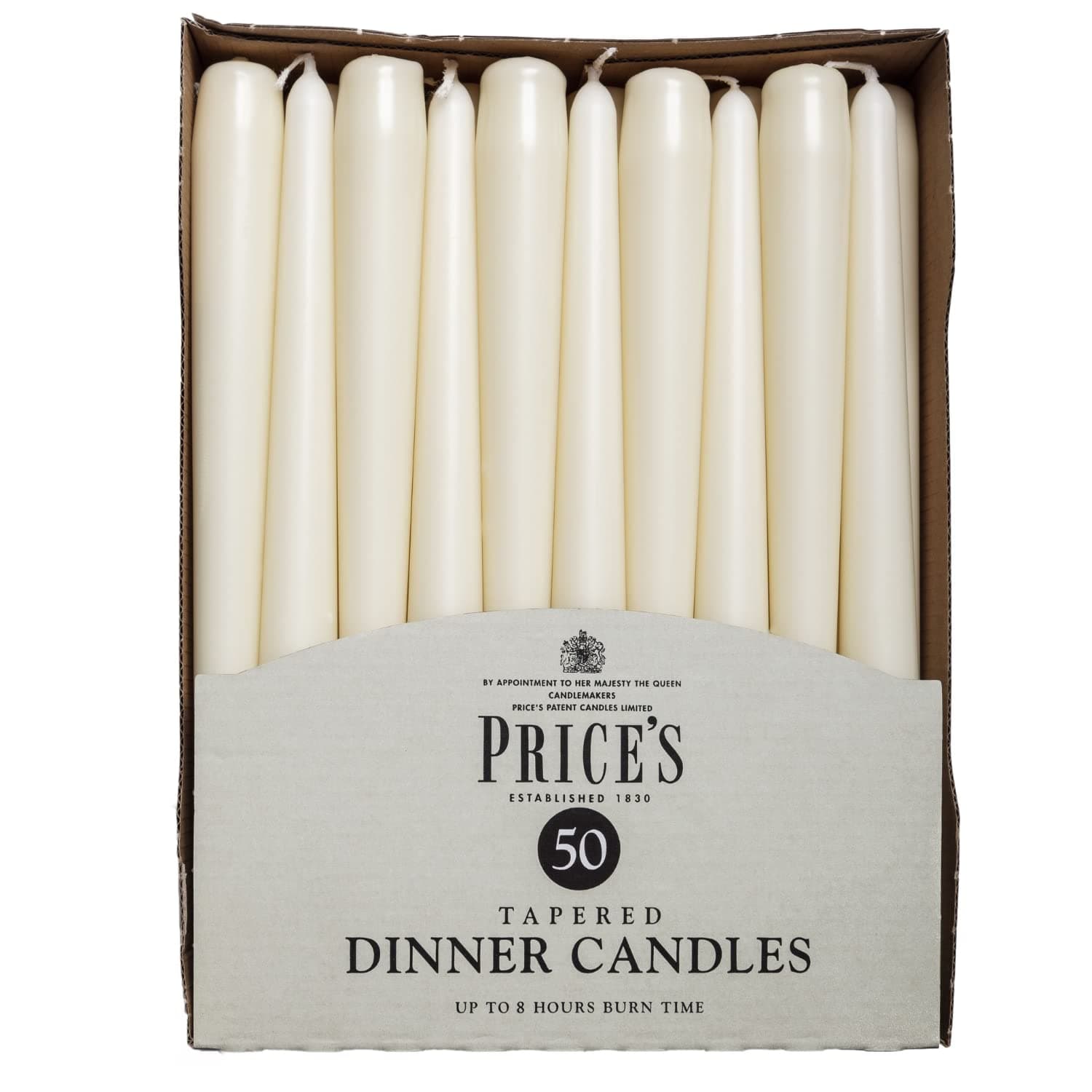 Candles Tapered Dinner Candles Ivory Unscented Wax Pack of 50 | 7 Hour Burn Time Elegant Long Candles for Home Decor, Events, Celebrations & Dining