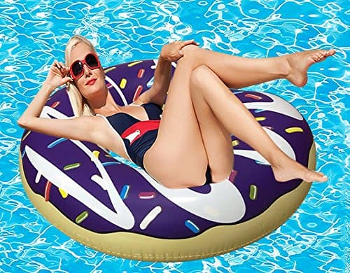 RiffSpheres Gigantic Donut Pool Float Toys & Raft - (Purple Inflatable Giant Donut Pool Floats Tube With Frosting) Great Idea