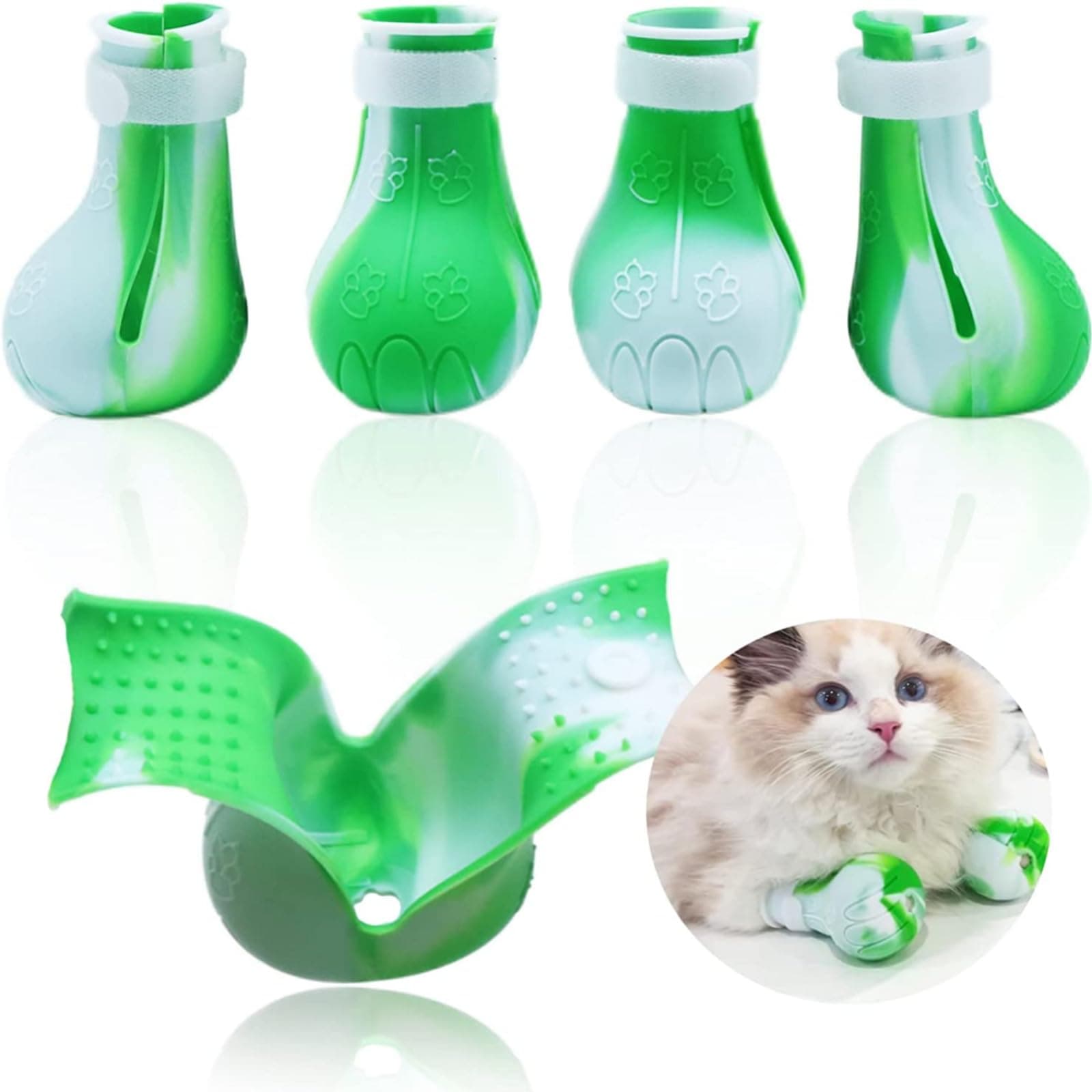 Cat Claw Covers Cat Boots for Cats Only, Cat Anti Scratch Shoes for Cat Bath, Adjustable Cat Bathing Gloves Fitted Feline Feet Design, Cat Paw Covers for Kitten Grooming to Prevent Scratching