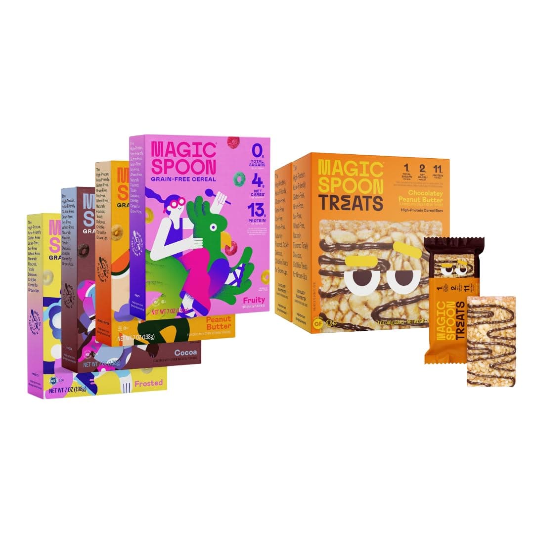 Variety 4-Pack of Cereal & 2-pack Chocolatey PB High Protein Bars - Low Carb, Keto Friendly, Gluten & Grain Free