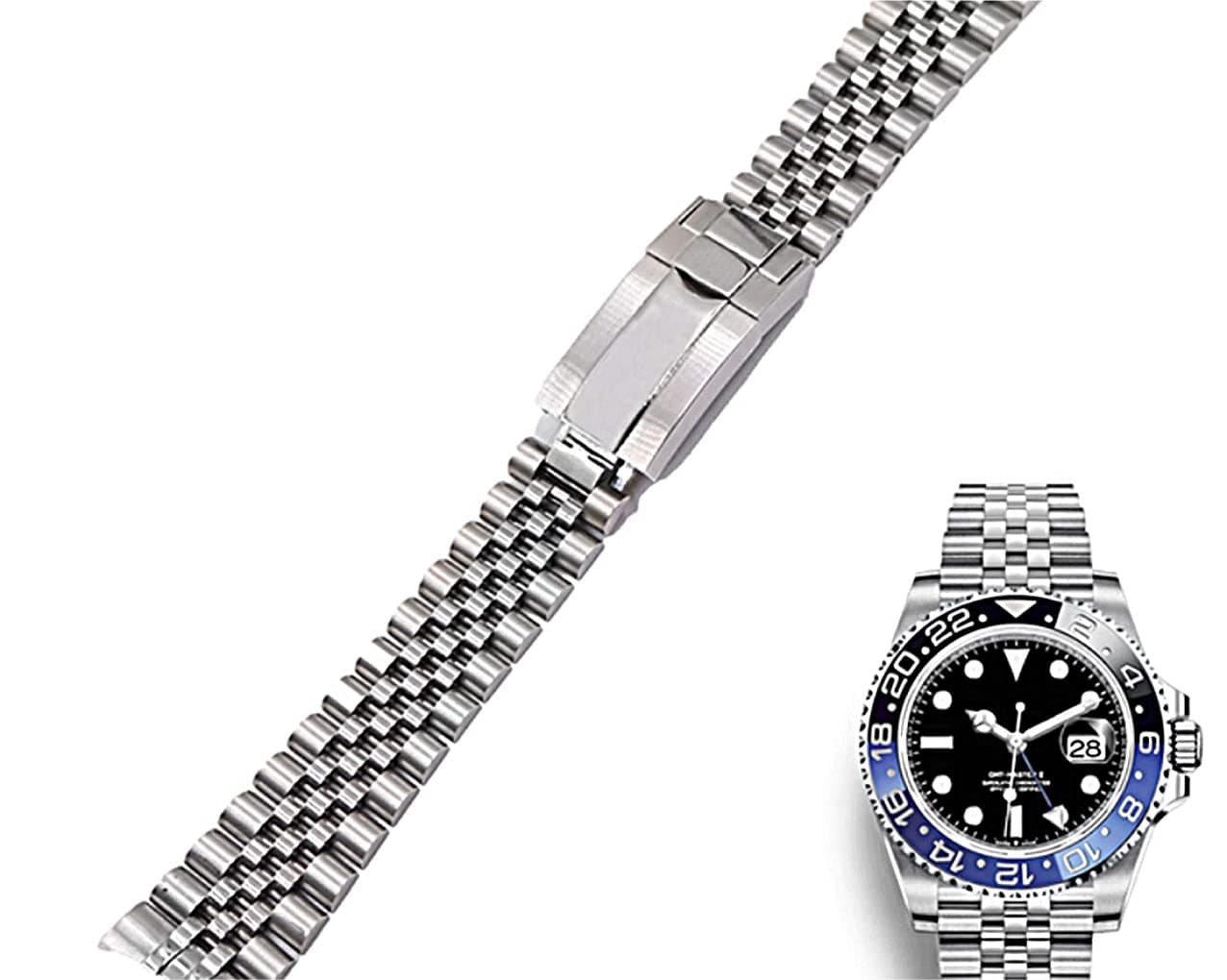 Rolex 20mm Jubilee Watch Band - Stainless Steel- for Models Submariner, GMT-Master Bracelet Strap for Datejust Daytona W/Logo