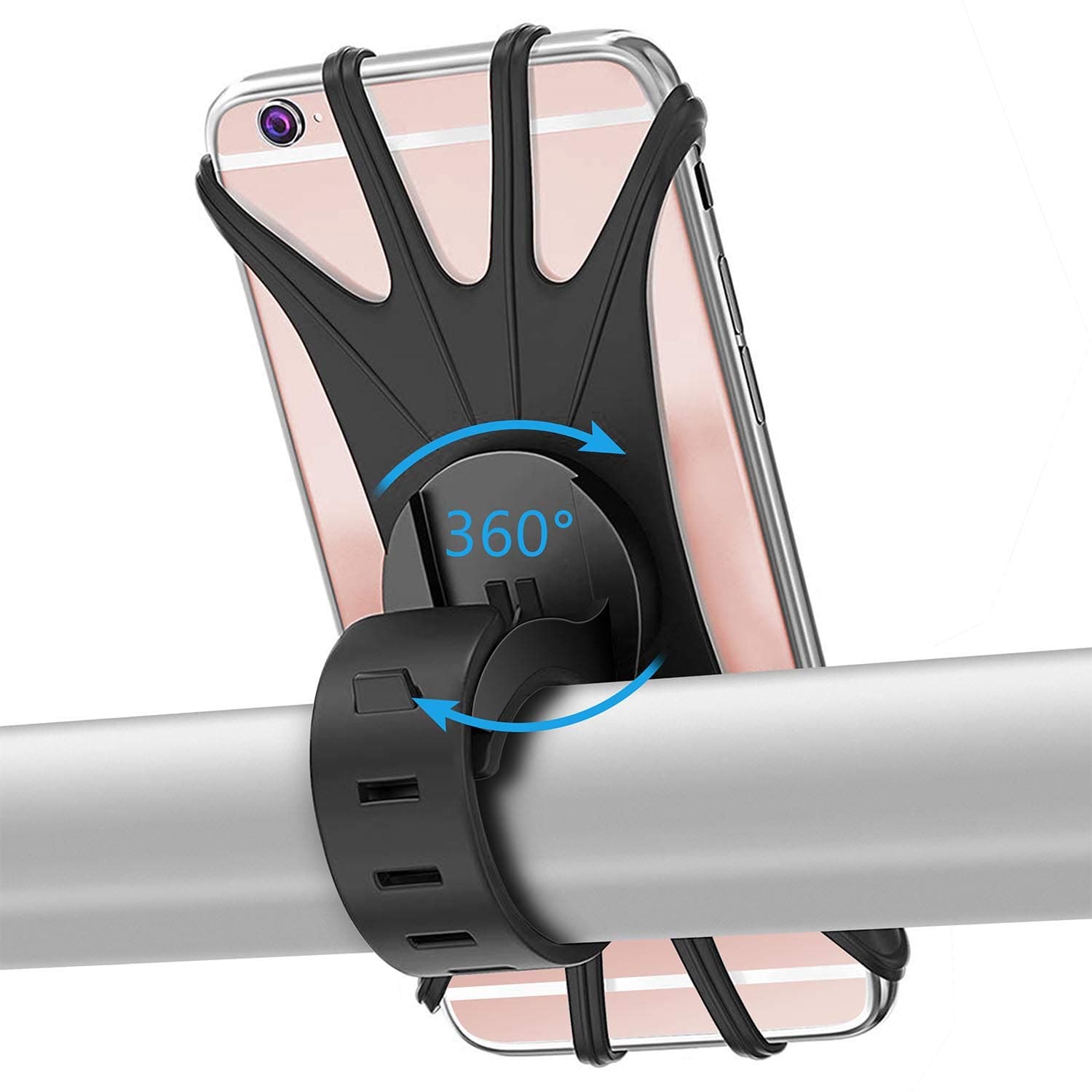 PEYOU Bike Phone Holder, 360°Rotation Universal Silicone Adjustable Detachable Bicycle Phone Holder, Phone Holder For Bike 4" to 6.5" Smartphones Compatible for iPhone 12 Pro/12/11/11 pro/XR/X/6