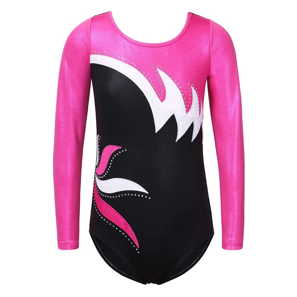 Gymnastics Leotards for Girls Long Sleeve/Sleeveless Colorful Sparkle Athletic Ballet Dance Leotard for Kids 3-12 Years