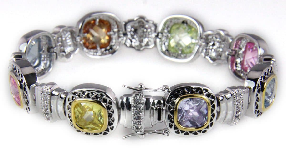 4031028 Multi Color Tennis Bracelet CZ's Fashion 2 Tone Very Beautiful