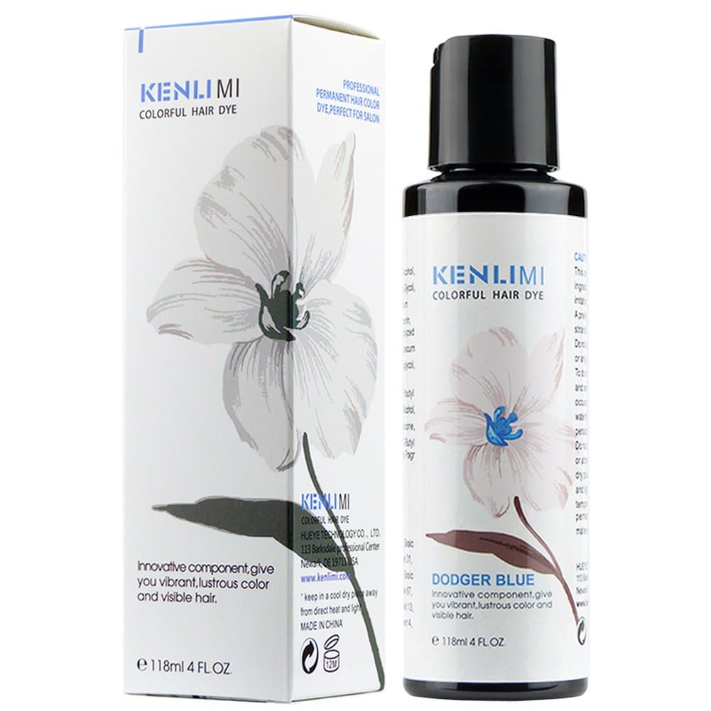 KENLIMI 100% Vegan No PPD No Ammonia Long Lasting Hair Color Dye,4 oz (Dodger Blue)