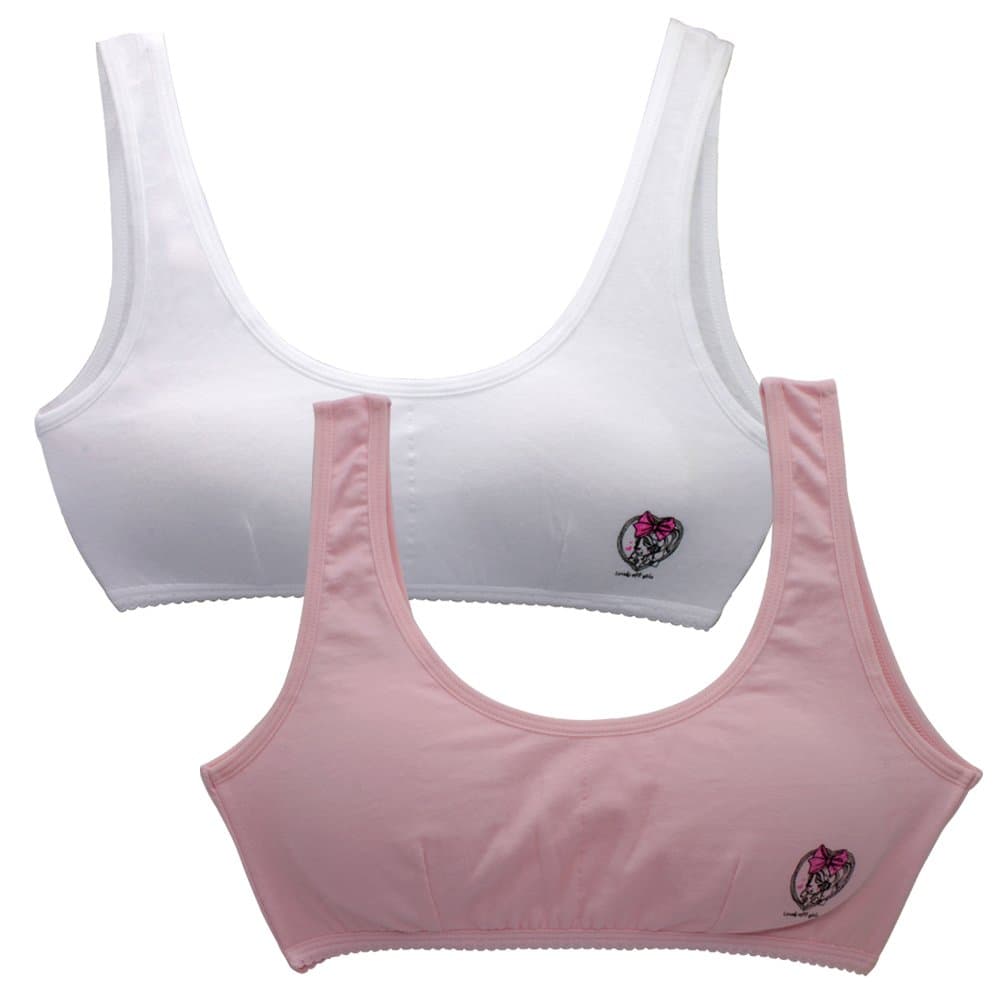 Adela Young Girl Cotton Training Bras Breathable Slim Bra with Removeable Pads,S