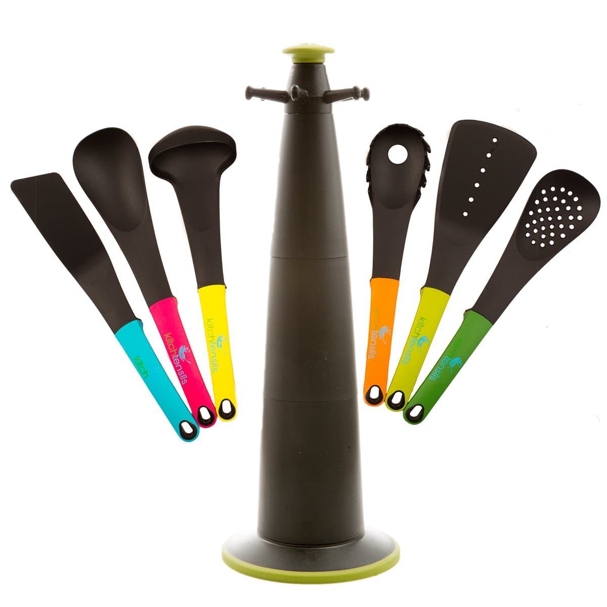Kitchtensils 7-piece Nylon/silicone Cooking and Baking Kitchen Utensil Gadgets Set with Storage Stand (Multi-color)