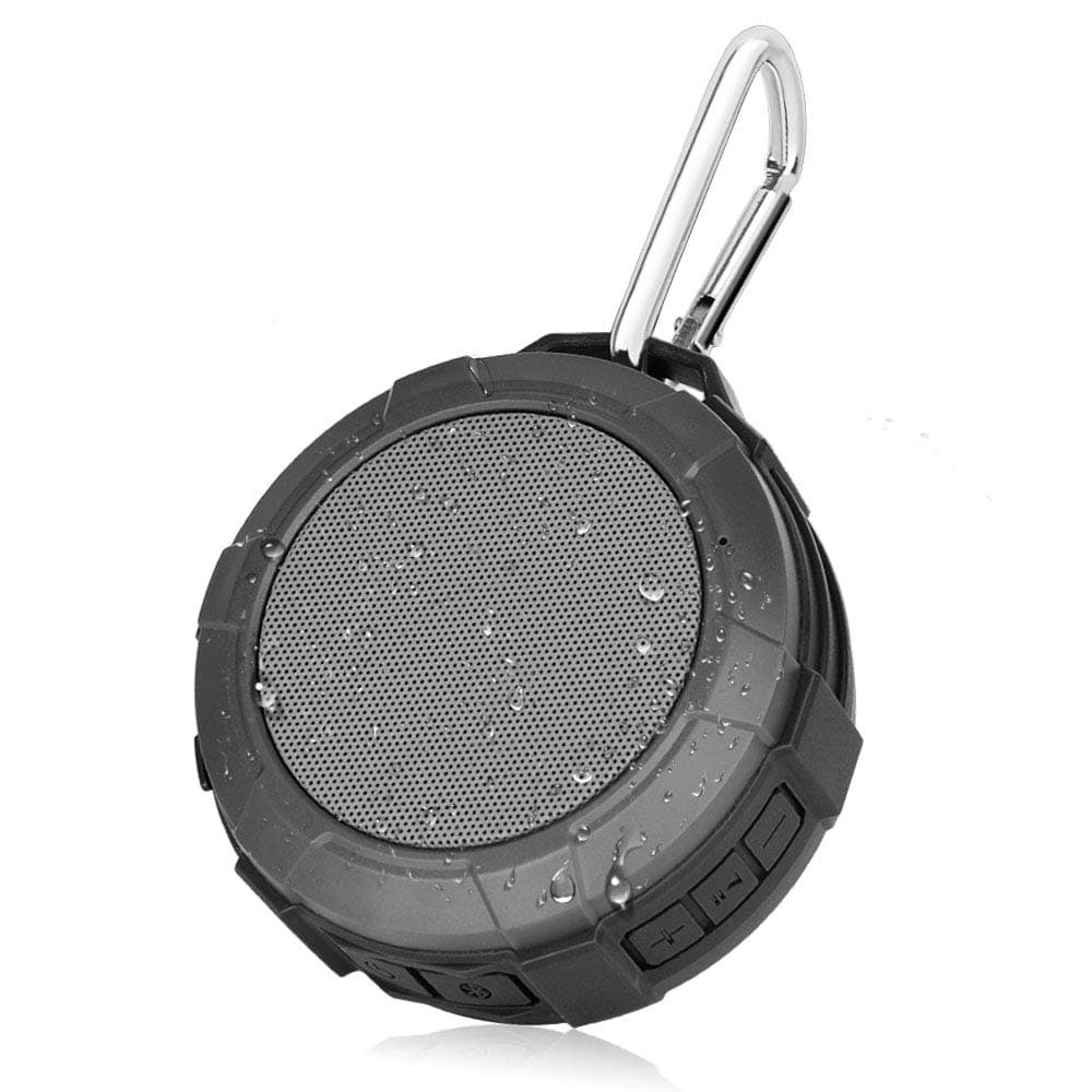 Lerdy Shower Speaker, IPX5 Wireless Waterproof Speaker with 4W Drive, Suction Cup, Buit-in Mic (Gray)