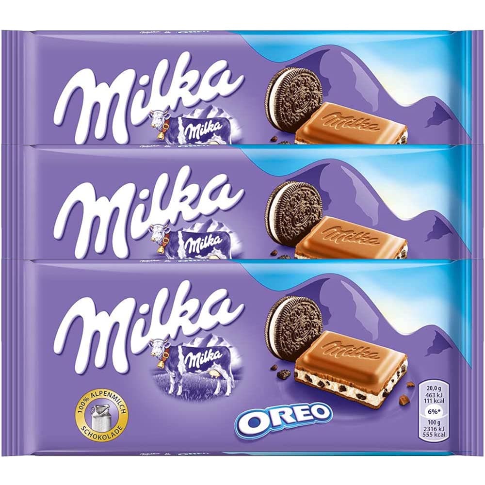 Milka Oreo Milk Chocolate Bar Pouch, 3 X 100 G - 300 Gm