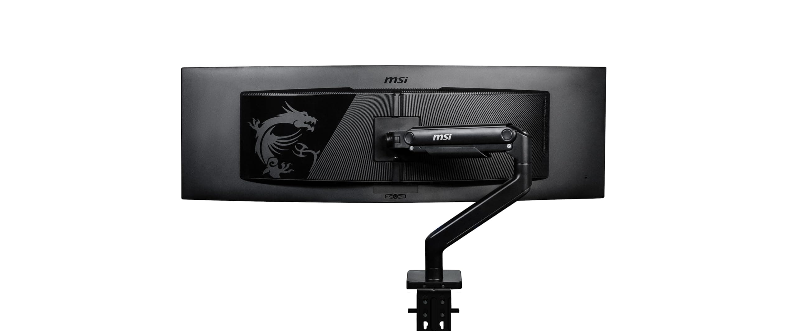 MSI MAG MT201 - Premium Heavy Duty Single Monitor Stand Arm, Supports 17-49" Screens and 44 lbs, VESA Compatible, Adjustable Spring Assisted Mount, Clamp & Grommet, Quick Release Plate - Black