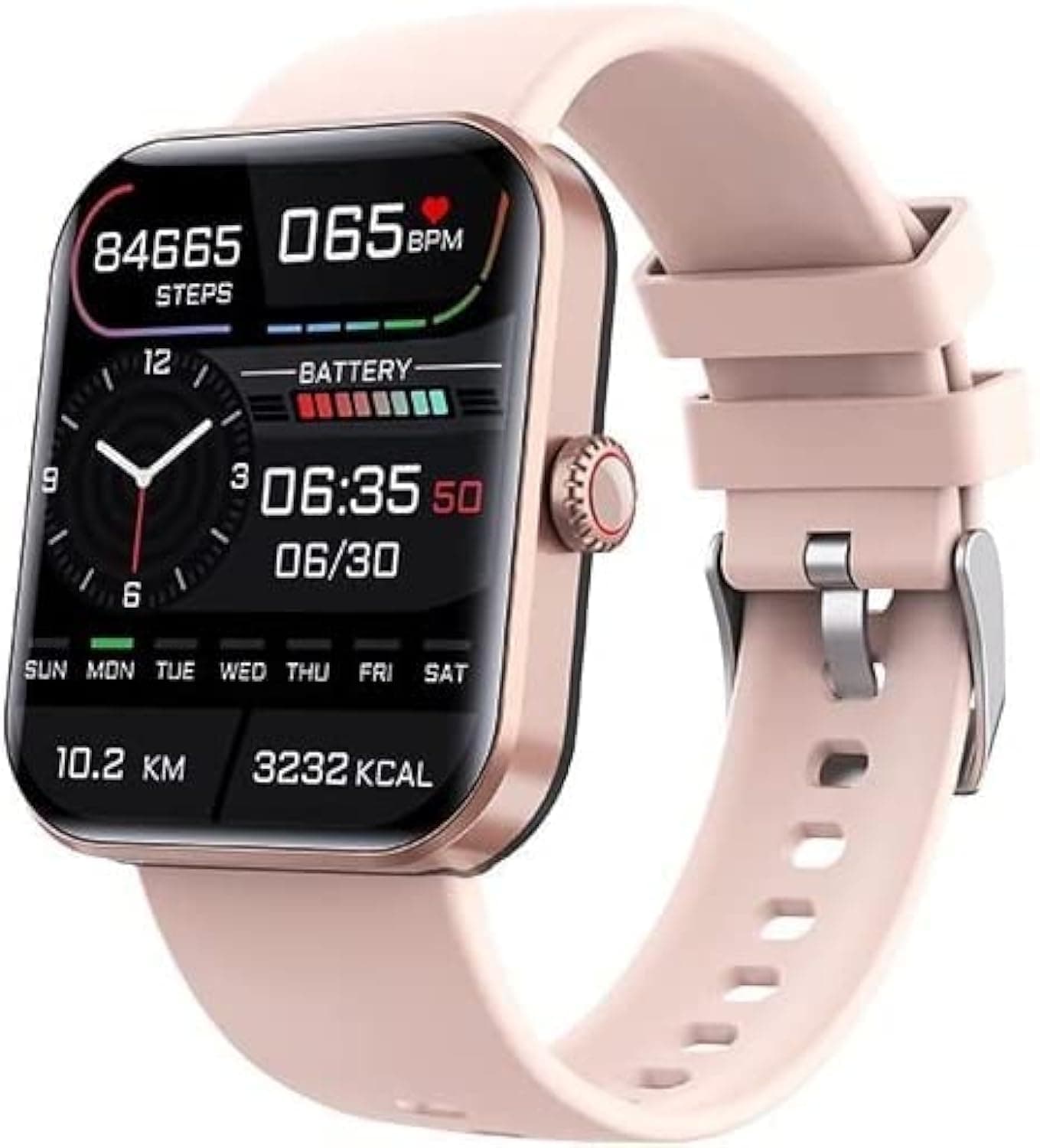 Health & Fitness Smartwatch, Blood Glucose Monitoring, Fitness Tracker with Blood Pressure, Blood Oxygen Tracking, Heart Rate Monitor (Pink)