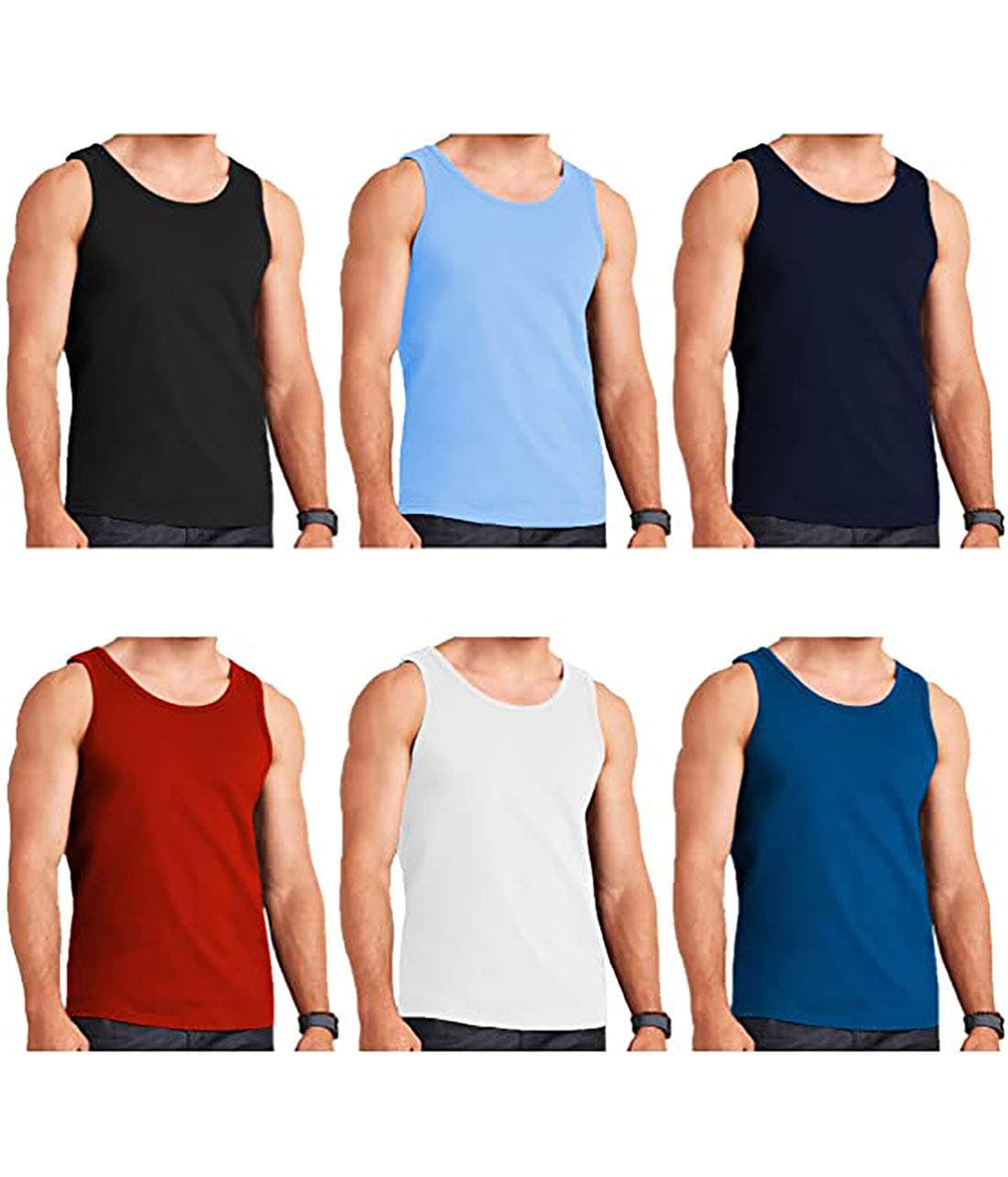 Mens Boys Sleeveless Scoop Neck 100% Cotton Vest Adult Training Gym Tank Tops Casual Vest