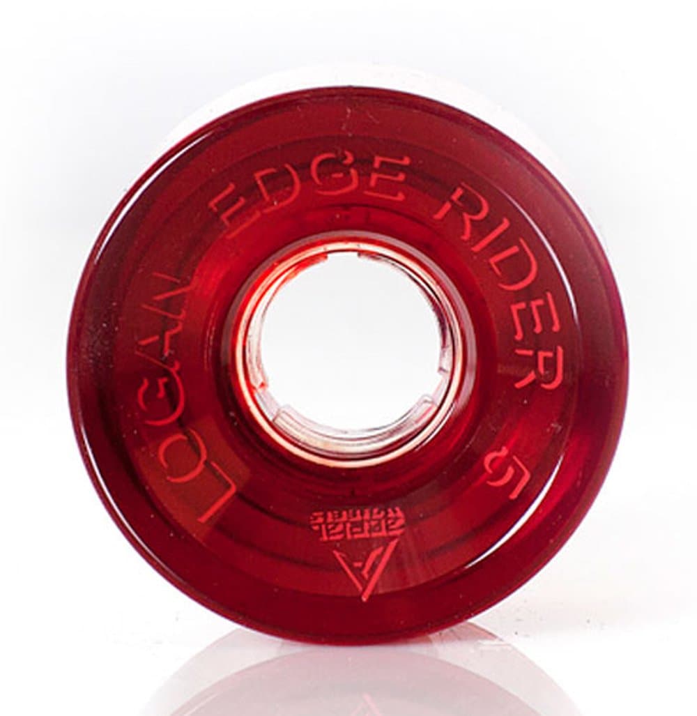 "Logan Edge Rider 5" Park Skateboard Wheels (Set of 4) for Street, Vert and Pool Deck, 59mm/87 Durometer, Red/Clear