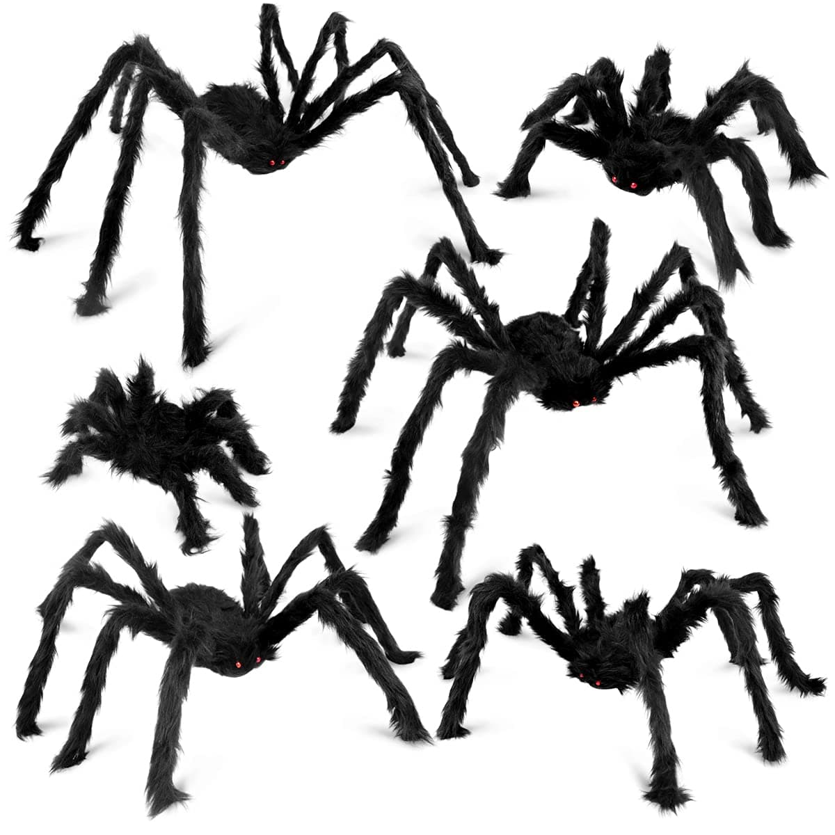 SEKKVY Halloween Spider Decorations 6 Giant Spider Realistic Hairy Spiders Set for Indoor Home, Outdoor & Yard Halloween Costumes Parties Haunted House Decor (6 Pack)