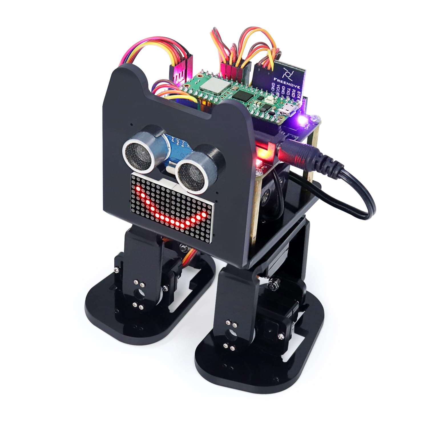 Bipedal Robot Kit for Raspberry Pi Pico W (Included) (Compatible with Arduino IDE), LED Matrix Expressions, Obstacle Avoidance, Colorful Lights, Buzzer, Speaker, App