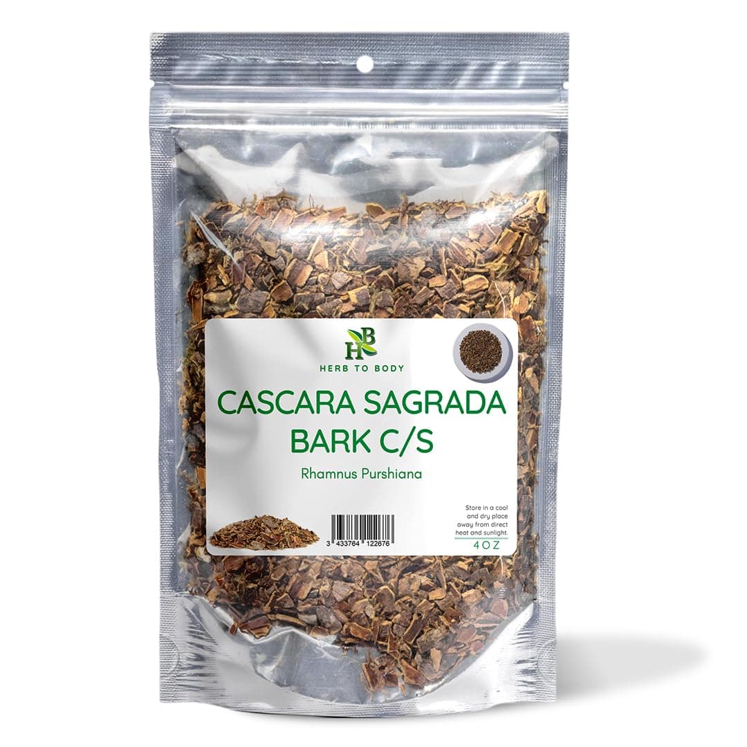 Premium Cascara Sagrada Bark C/S (Rhamnus Purshiana) - 4oz | Cut & Sifted |Natural Digestive Support