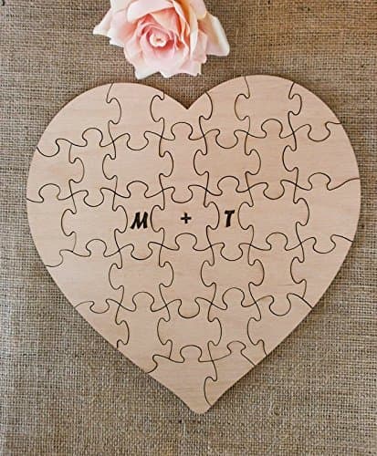 Wedding Guest Book Puzzle Alternative Heart Guestbook Wood Puzzles - 80 pieces