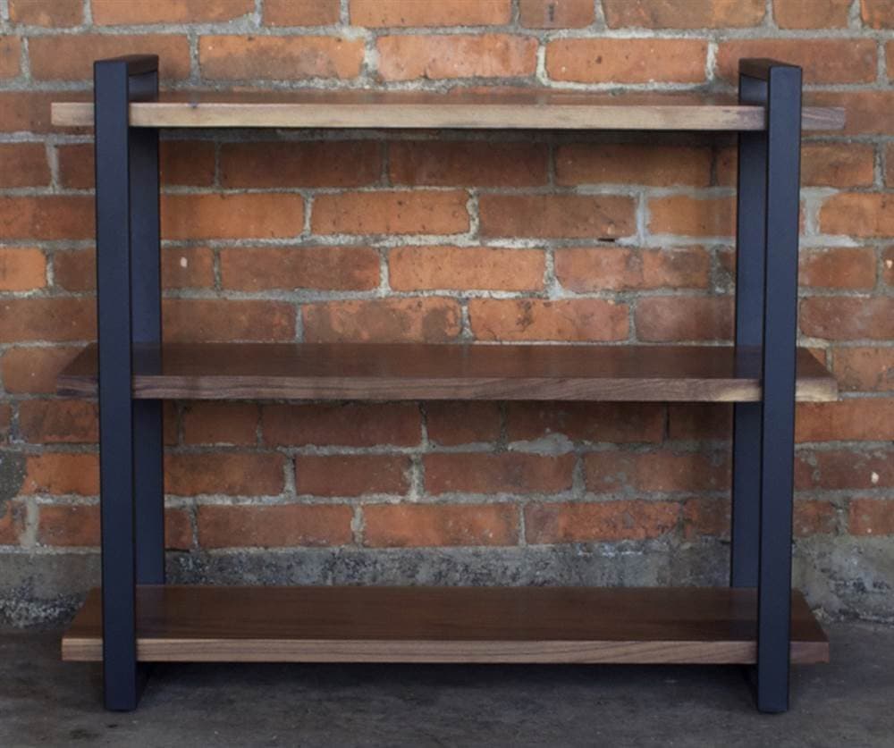 Port 3 Shelf System Frame Color: Checker Black, Shelf Finish: Walnut