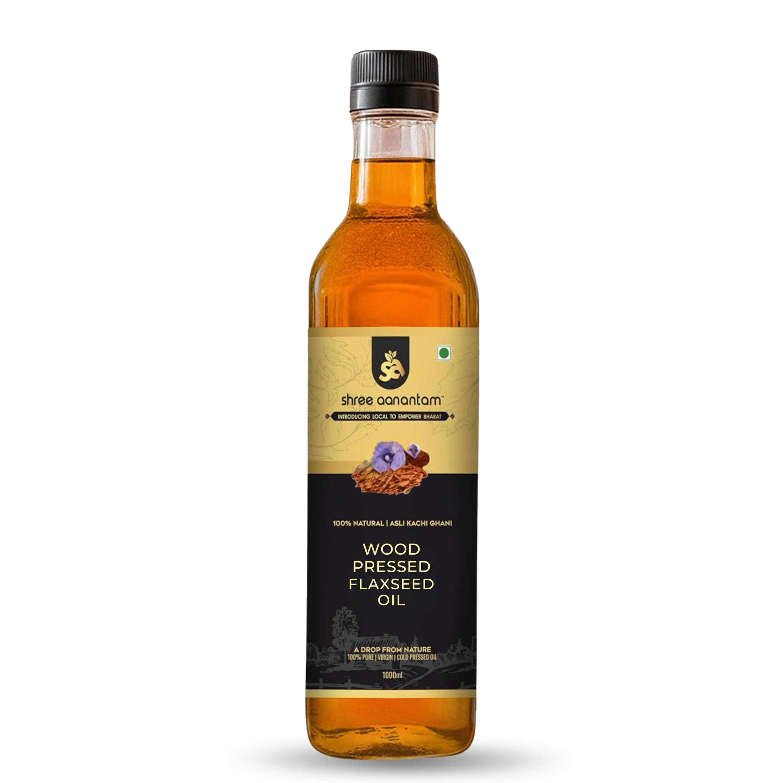 100% Pure Organic Cold Pressed Flax Seed Oil-1 Liter,High in Omega 3-6-9