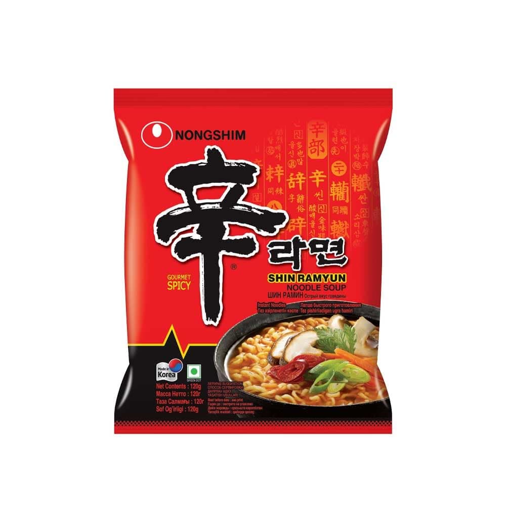 Shin Ramyun Korean Style Spicy Noodle Soup Instant Noodles, 4.23 oz ℮ 120 g