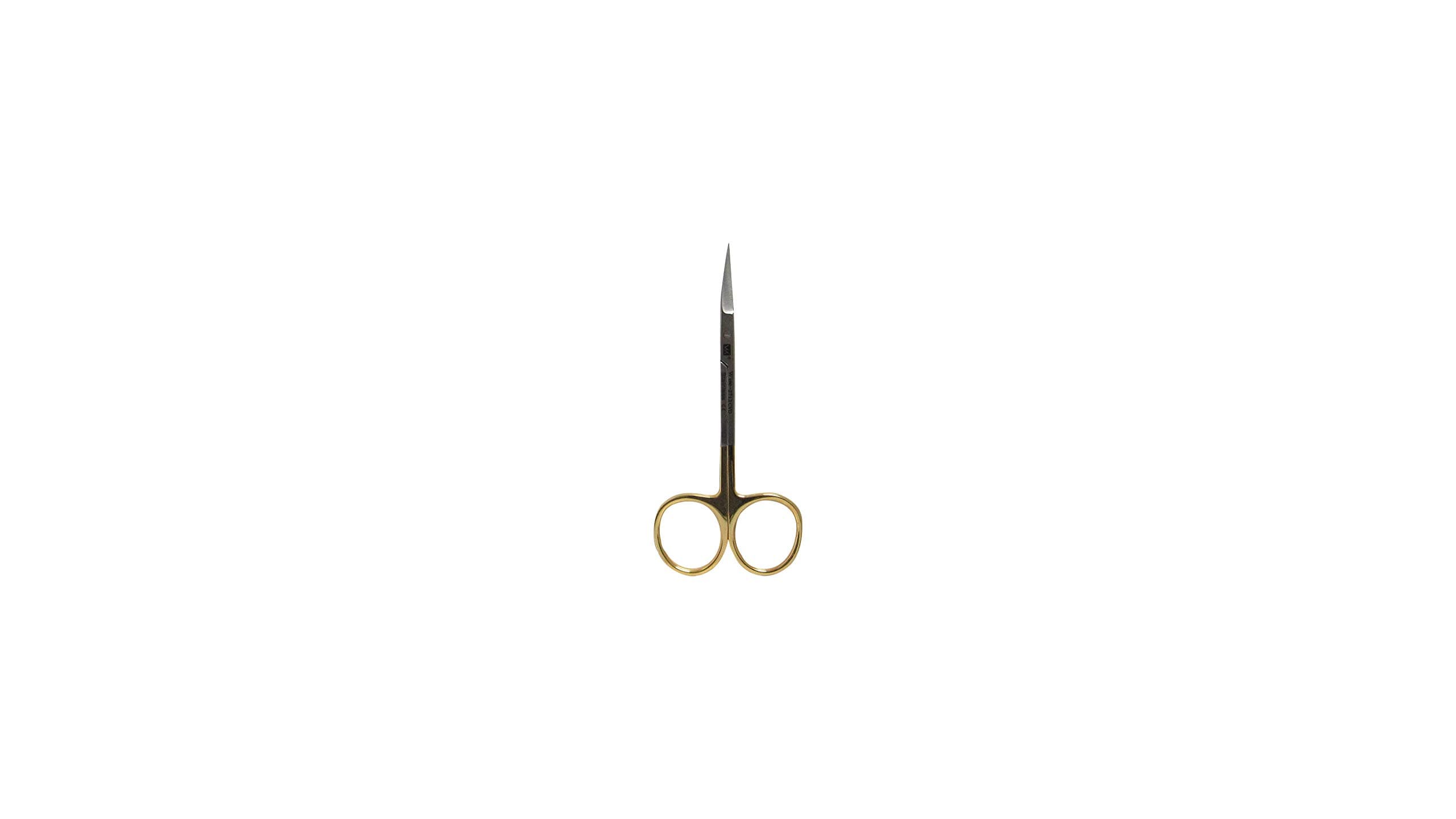 Wise Dental - Surigcal Gum/Tissue Scissor, Curved, 4 3/4" Tungsten Carbide Blades. Gold Plated Rings