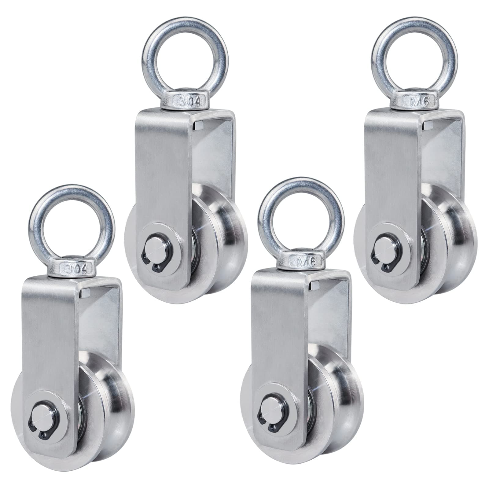 Cable Pulley Wheel Stainless Steel Swivel Pulley Block Silence Rotation Traction Wheel for Pulley System Lifting Gym Equipment Clothesline (4 Pack)