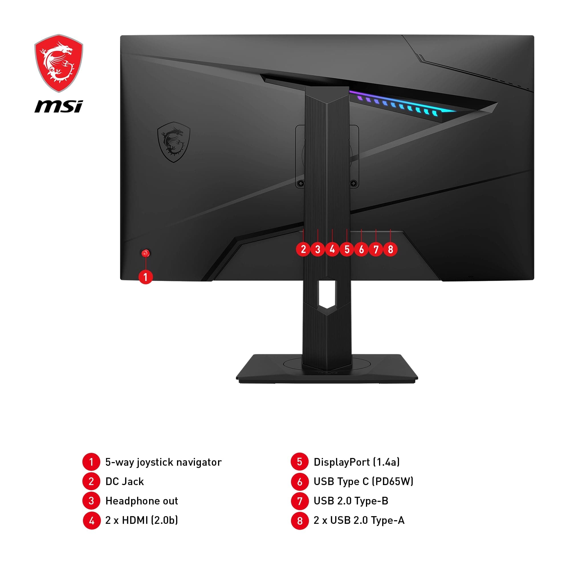 MSI MAG 274QRF QD E2 27 Inch WQHD Gaming Monitor - 2560 x 1440 Rapid IPS Quantum Dot Panel, 180 Hz - 1ms, 120percentage sRGB Colour Gamut, DisplayHDR 400 - DP 14a, HDMI 20b, USB Type-C