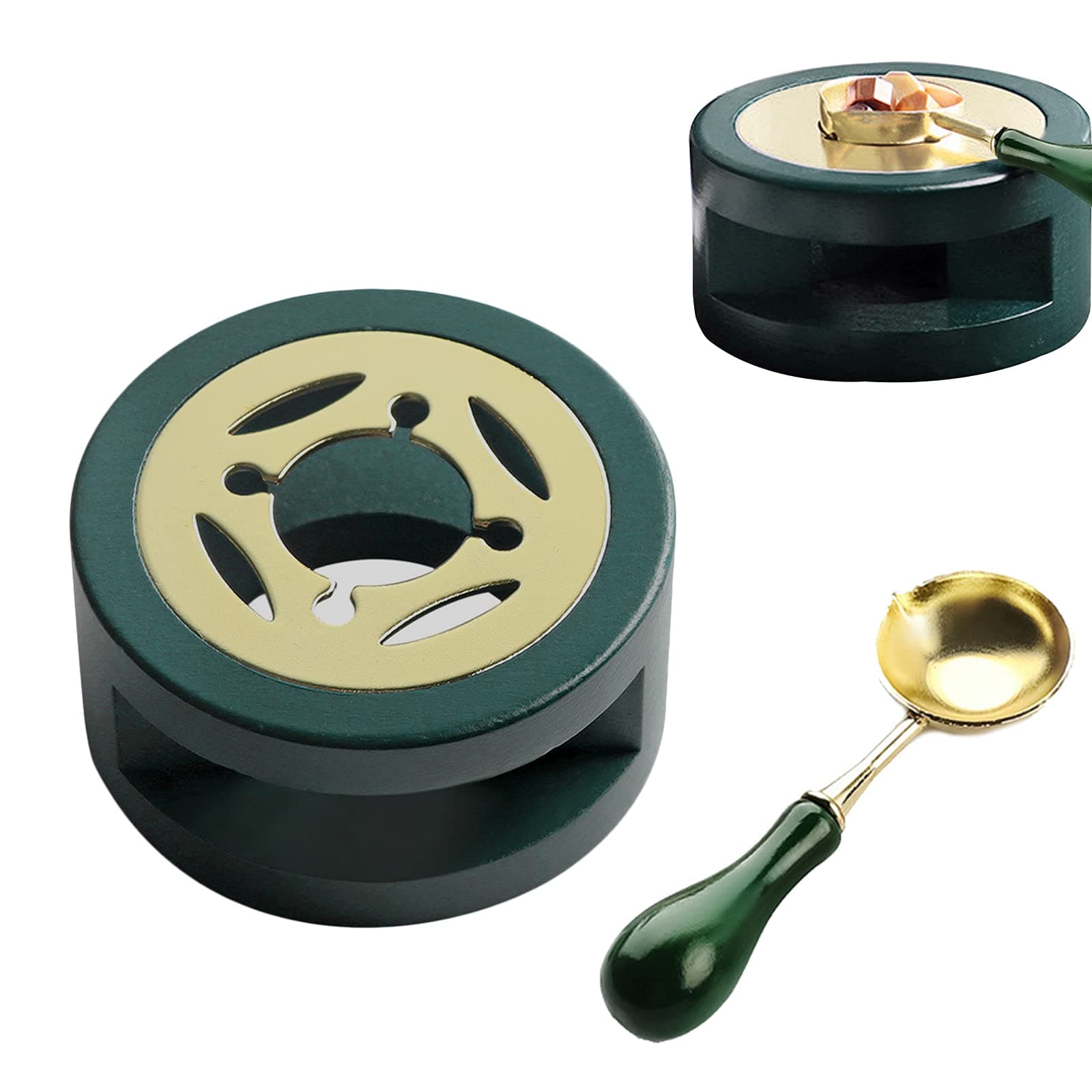 Seal Stamp Kit, Beads, Warmer, Melting Furnace Wooden for DIY Arts Crafts Invitation Card Making 2 Pcs